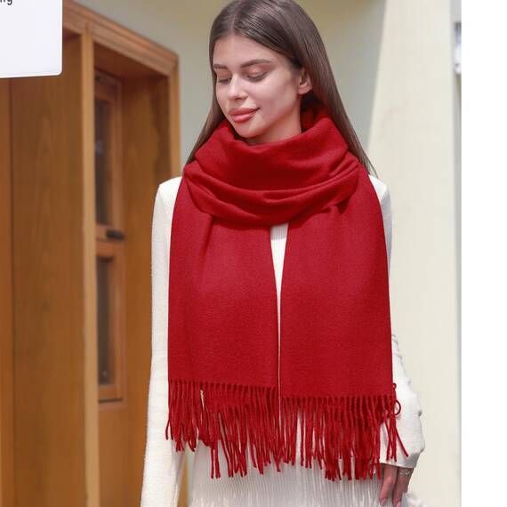 RIIQIICHY Damen Schal Rot Stola Festlich für Abendkleid Pashmina Schals Tücher für Frauen Hochzeit Schultertuch Frühling Winter Schal Warme Kuschelig