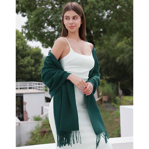 RIIQIICHY Damen Schal Grün Stola Festlich für Abendkleid Pashmina Schals Tücher für Frauen Hochzeit Schultertuch Frühling Winter Schal Warme Kuschelig