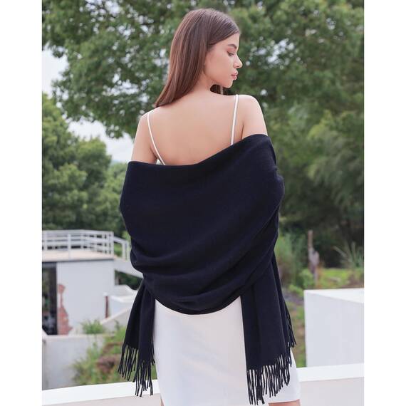 RIIQIICHY Damen Schal Dunkblau Marine Stola Festlich für Abendkleid Pashmina Schals Tücher für Frauen Hochzeit Schultertuch Frühling Winter Schal Warme Kuschelig