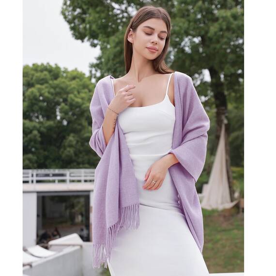 RIIQIICHY Damen Schal Lila Stola Festlich für Abendkleid Pashmina Schals Tücher für Frauen Hochzeit Schultertuch Frühling Winter Schal Warme Kuschelig