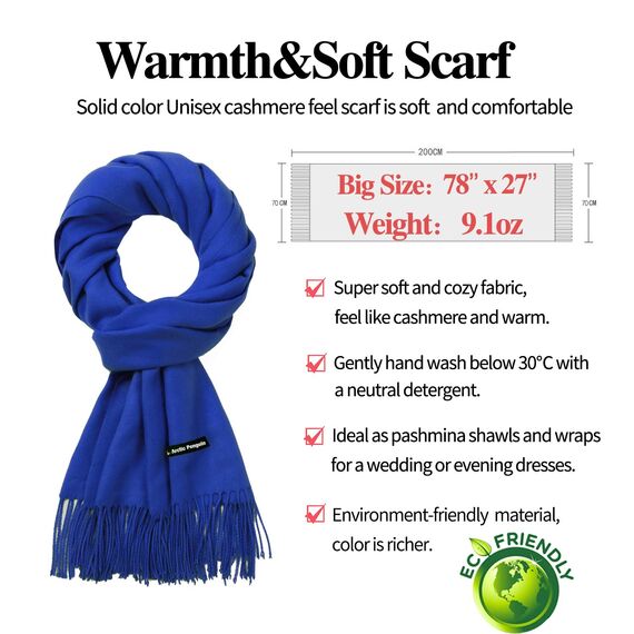 Arctic Penguinp Pashmina Schal Kaschmir Stolen Damen Schultertuch für Frauen Hochzeit Kaschmirschal Herren Umschlagtuch Winter/ (Blau)