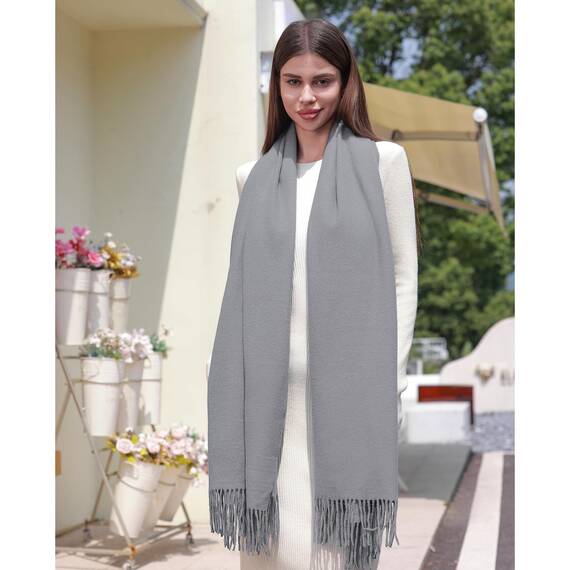 RIIQIICHY Damen Schal Grau Stola Festlich für Abendkleid Pashmina Schals Tücher für Frauen Hochzeit Schultertuch Frühling Winter Schal Warme Kuschelig