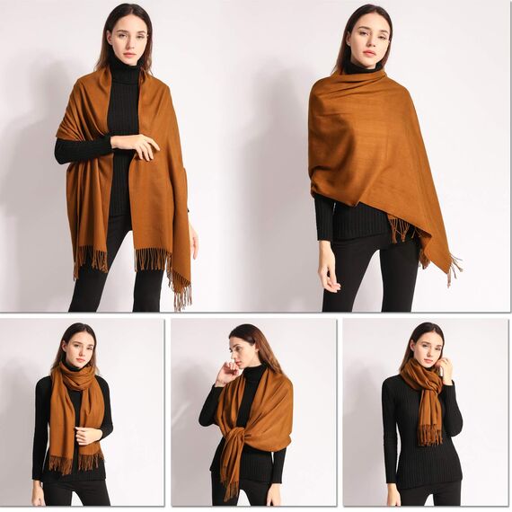 Arctic Penguin Pashmina Schal Kaschmir Stolen Damen Schultertuch für Frauen Hochzeit Kaschmirschal Herren Umschlagtuch Winter/ (Kaffee)
