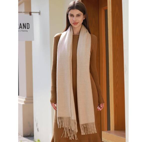 RIIQIICHY Damen Schal Beige Stola Festlich für Abendkleid Pashmina Schals Tücher für Frauen Hochzeit Schultertuch Frühling Winter Schal Warme Kuschelig