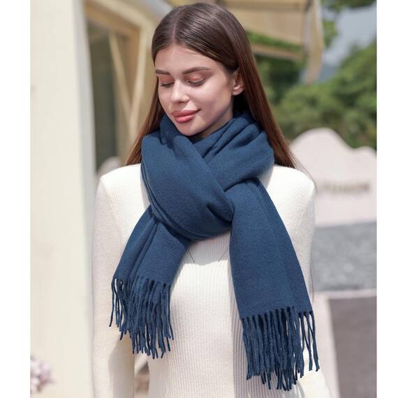 RIIQIICHY Damen Schal Blau Stola Festlich für Abendkleid Pashmina Schals Tücher für Frauen Hochzeit Schultertuch Frühling Winter Schal Warme Kuschelig