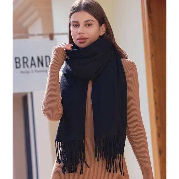 RIIQIICHY Damen Schal Dunkblau Marine Stola Festlich für Abendkleid Pashmina Schals Tücher für Frauen Hochzeit Schultertuch Frühling Winter Schal Warme Kuschelig