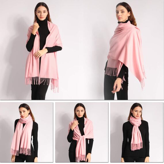 Arctic Penguin Pashmina Schal Kaschmir Stolen Damen Schultertuch für Frauen Hochzeit Kaschmirschal Herren Umschlagtuch Winter/ (Pink)