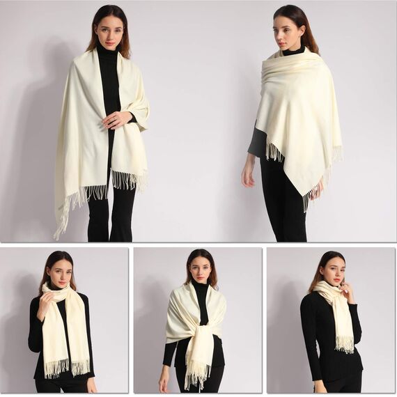 Arctic Penguin Pashmina Schal Kaschmir Stolen Damen Schultertuch für Frauen Hochzeit Kaschmirschal Herren Umschlagtuch Winter/ (Milchig weiß)