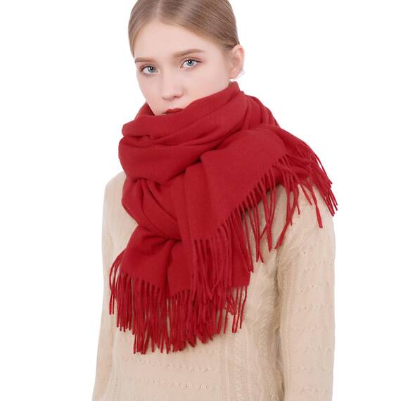 RIIQIICHY Damen Schal Rot Stola Festlich für Abendkleid Pashmina Schals Tücher für Frauen Hochzeit Schultertuch Frühling Winter Schal Warme Kuschelig