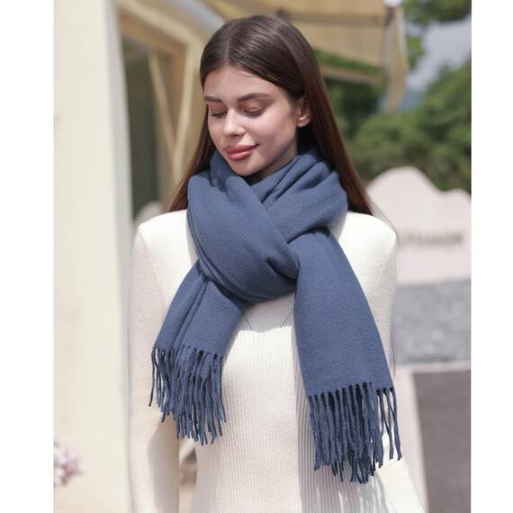 RIIQIICHY Damen Schal Blau Stola Festlich für Abendkleid Pashmina Schals Tücher für Frauen Hochzeit Schultertuch Frühling Winter Schal Warme Kuschelig