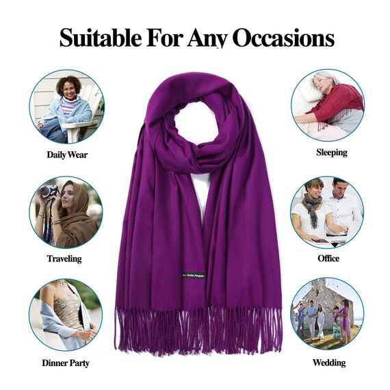 Arctic Penguin Pashmina Schal Kaschmir Stolen Damen Schultertuch für Frauen Hochzeit Kaschmirschal Herren Umschlagtuch Winter/ (Violett)