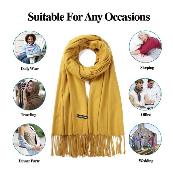 Arctic Penguinp Pashmina Schal Kaschmir Stolen Damen Schultertuch für Frauen Hochzeit Kaschmirschal Herren Umschlagtuch Winter/ (Gelb)