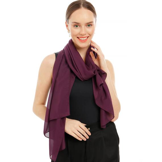 Chiffon Schal Damen Dunkelviolett - Seidenweich und Federleicht - Eleganter Halstuch Schal - Polyester Tuch Halstuch Damen Frühling Sommer - Pflegeleichtes Schaltuch - Damenschal (Dunkelviolett)