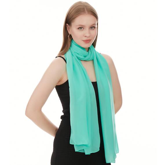 Shawl Factory Chiffon Schal Damen Minze - Seidenweich und Federleicht - Eleganter Halstuch Schal - Polyester Tuch Halstuch Damen Frühling Sommer - Pflegeleichtes Schaltuch - Damenschal Leicht (Minze)