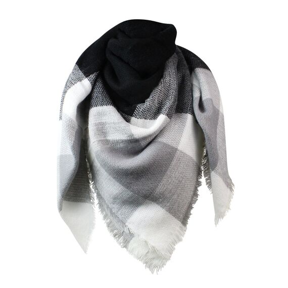 Glamexx24 XXL Kuschelige Damen Poncho Schal - Warm und Wunderschön Mit Verschiedenen Mustern, 01dunkelgraugrauweiss, Einheitsgröße