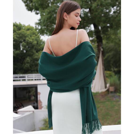 RIIQIICHY Damen Schal Grün Stola Festlich für Abendkleid Pashmina Schals Tücher für Frauen Hochzeit Schultertuch Frühling Winter Schal Warme Kuschelig