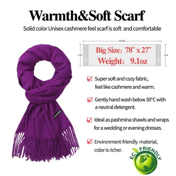 Arctic Penguin Pashmina Schal Kaschmir Stolen Damen Schultertuch für Frauen Hochzeit Kaschmirschal Herren Umschlagtuch Winter/ (Violett)