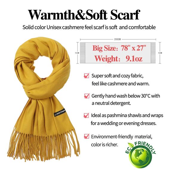 Arctic Penguinp Pashmina Schal Kaschmir Stolen Damen Schultertuch für Frauen Hochzeit Kaschmirschal Herren Umschlagtuch Winter/ (Gelb)