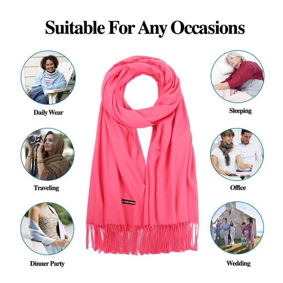 Arctic Penguin Pashmina Schal Kaschmir Stolen Damen Schultertuch für Frauen Hochzeit Kaschmirschal Herren Umschlagtuch Winter/ (Wassermelonenrot)