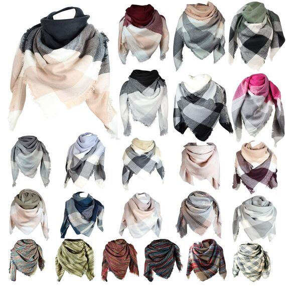 Glamexx24 Winter Schals für Damen, XXL Große Warm Schal Halstuch Karierte Unisex Schal Poncho Form Winterschal