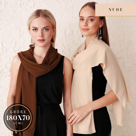 Shawl Factory Chiffon Schal Damen Nude - Seidenweich und Federleicht - Eleganter Halstuch Schal - Polyester Tuch Halstuch Damen Frühling Sommer - Pflegeleichtes Schaltuch - Damenschal Leicht (Nude)