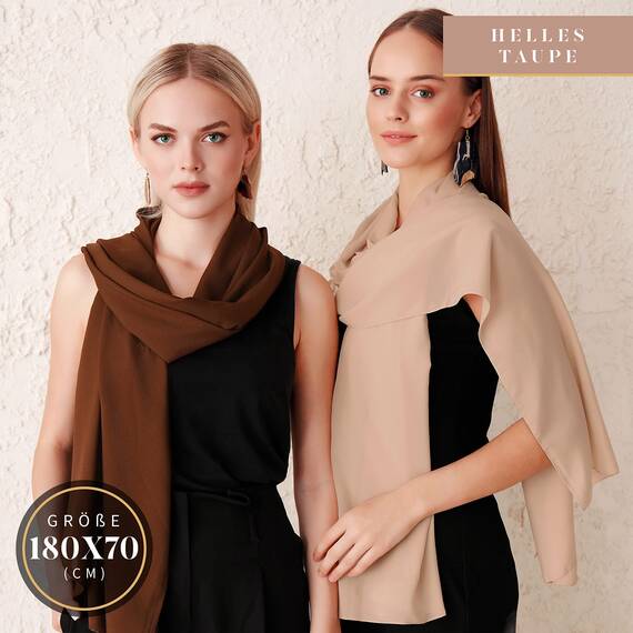 Chiffon Schal Damen Helles Taupe - Seidenweich und Federleicht - Eleganter Halstuch Schal - Polyester Tuch Halstuch Frühling Sommer - Pflegeleichtes Schaltuch - Damenschal Leicht (Helles Taupe)