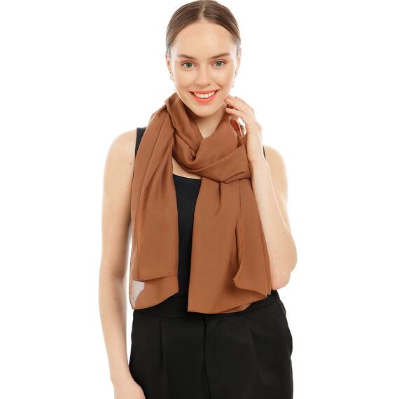 Chiffon Schal Damen Hellbraun - Seidenweich und Federleicht - Eleganter Halstuch Schal - Polyester Tuch Halstuch Damen Frühling Sommer - Pflegeleichtes Schaltuch - Damenschal Leicht (Hellbraun)