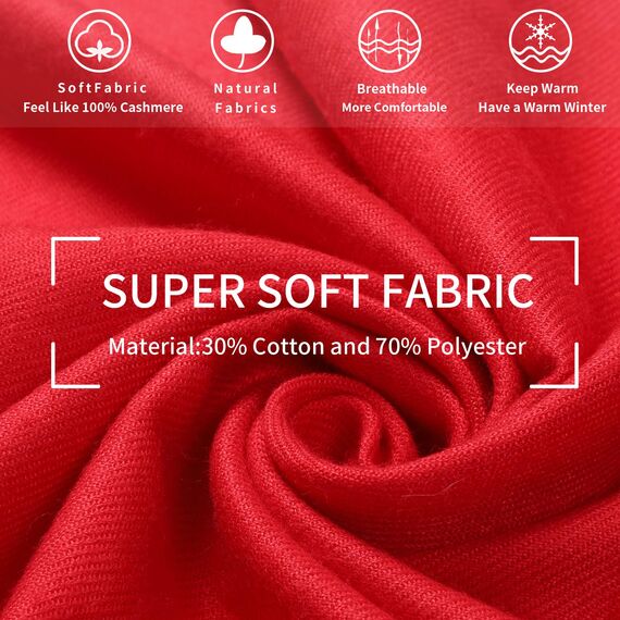 Arctic Penguin Pashmina Schal Kaschmir Stolen Damen Schultertuch für Frauen Hochzeit Kaschmirschal Herren Umschlagtuch Winter/ (Rot)