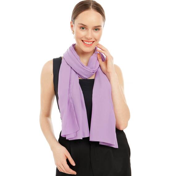 Chiffon Schal Damen Helles Lila - Seidenweich und Federleicht - Eleganter Halstuch Schal - Polyester Tuch Halstuch Damen Frühling Sommer - Pflegeleichtes Schaltuch - Damenschal Leicht (Helles Lila)