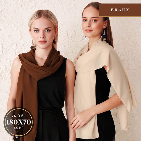 Shawl Factory Chiffon Schal Damen Braun - Seidenweich und Federleicht - Eleganter Halstuch Schal - Polyester Tuch Halstuch Damen Frühling Sommer - Pflegeleichtes Schaltuch - Damenschal Leicht (Braun)