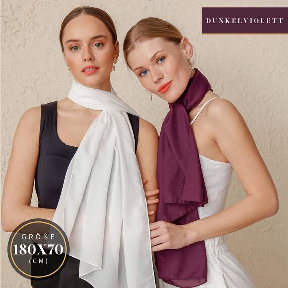 Chiffon Schal Damen Dunkelviolett - Seidenweich und Federleicht - Eleganter Halstuch Schal - Polyester Tuch Halstuch Damen Frühling Sommer - Pflegeleichtes Schaltuch - Damenschal (Dunkelviolett)