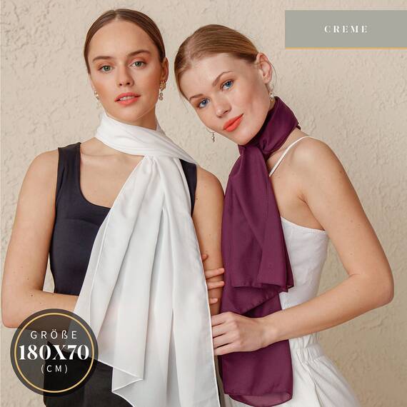 Shawl Factory Chiffon Schal Damen Creme - Seidenweich und Federleicht - Eleganter Halstuch Schal - Polyester Tuch Halstuch Damen Frühling Sommer - Pflegeleichtes Schaltuch - Damenschal Leicht (Creme)
