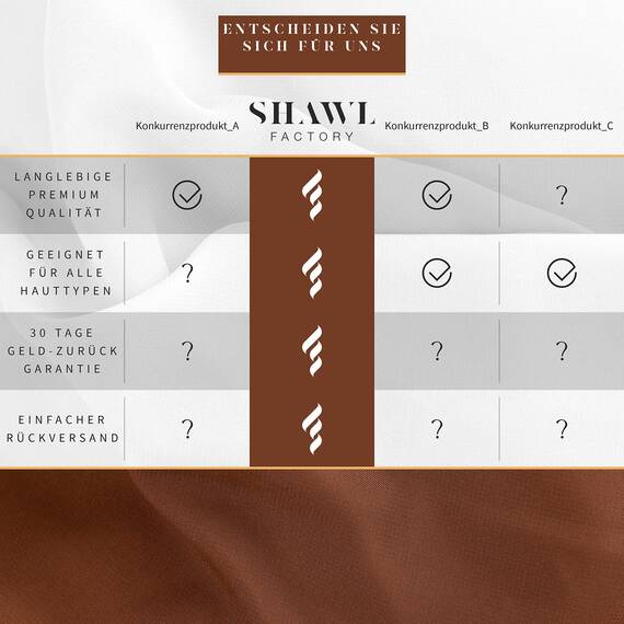 Shawl Factory Chiffon Schal Damen Braun - Seidenweich und Federleicht - Eleganter Halstuch Schal - Polyester Tuch Halstuch Damen Frühling Sommer - Pflegeleichtes Schaltuch - Damenschal Leicht (Braun)