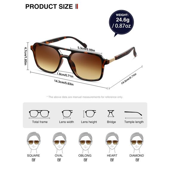 kimorn Retro Sonnenbrille für Damen Herren Trendy Retro Sonnenbrille Rechteck Rahmen Schatten K1649 (Schildkröte/Braun)