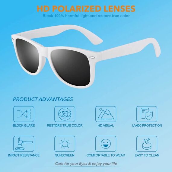 LINVO Sonnenbrille Herren Damen Polarisiert Retro Stil Rechteckig Vintage Klassisch Unisex UV400 Cat 3 CE