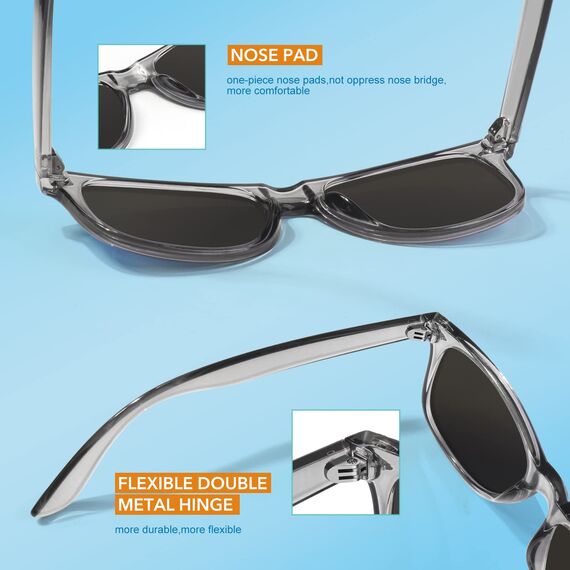 LINVO Sonnenbrille Herren Damen Polarisiert Retro Stil Rechteckig Vintage Klassisch Unisex UV400 Cat 3 CE
