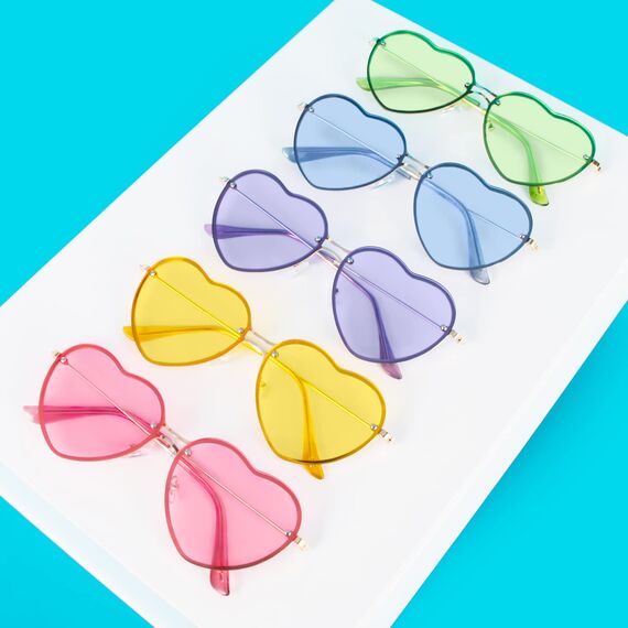 PARTY GO Herz Sonnenbrille Frauen Mode Rimless Sonnenbrille UV400 Party Brille, Rosa