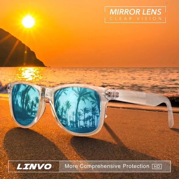 LINVO Sonnenbrille Herren Damen Polarisiert Retro Stil Rechteckig Vintage Klassisch Unisex UV400 Cat 3 CE