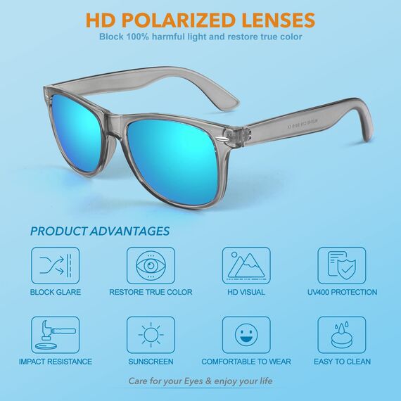 LINVO Sonnenbrille Herren Damen Polarisiert Retro Stil Rechteckig Vintage Klassisch Unisex UV400 Cat 3 CE
