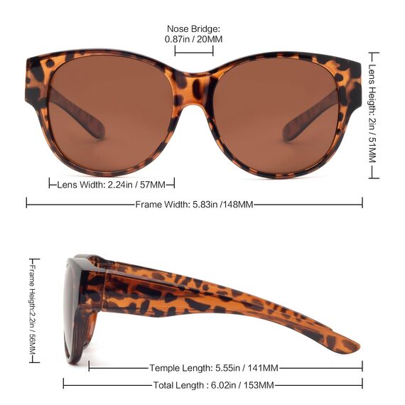 Face Shadow Polarisiert Überzieh Sonnenbrille über Normale Brille Damen UV400 Schutz, Übergroß Überbrille für Brillenträger, Ultra Leicht Fahren Angeln