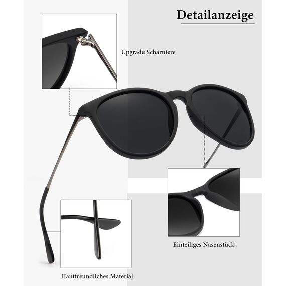 HENGOSEN Sonnenbrille Damen Polarisiert Sunglasses-Woman: Polarisiert Sonnenbrille Damen Retro UV Schutz Vintage Sunglasses