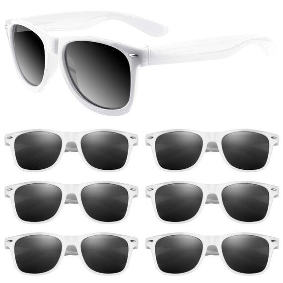 ASTARON Retro Vintage Sonnenbrille Bulk, 6 Pack polarisiert Günstige Neon Sonnenbrillen Bulk für Frauen und Männer(Weiß)