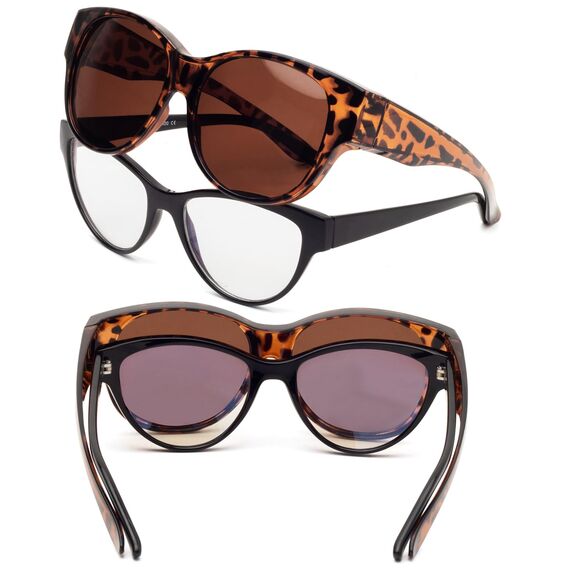 Face Shadow Polarisiert Überzieh Sonnenbrille über Normale Brille Damen UV400 Schutz, Übergroß Überbrille für Brillenträger, Ultra Leicht Fahren Angeln