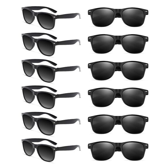 Epokus Sonnenbrille Schwarz,12 Stück Party Sunglasses Damen,Schwarze Brille Herren,80er 90er Mode Hippie Brill für Urlaub, Party, Hochzeit, Karneval,Fotoshooting