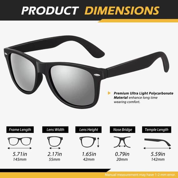 LINVO Sonnenbrille Herren Damen Polarisiert Retro Stil Rechteckig Vintage Klassisch Unisex UV400 Cat 3 CE