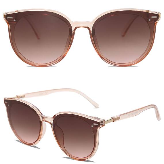 SOJOS Klassisch Retro Runde Sonnenbrille Damen Herren Groß Brille SJ2067 mit Braun Rahmen/Braun Linse