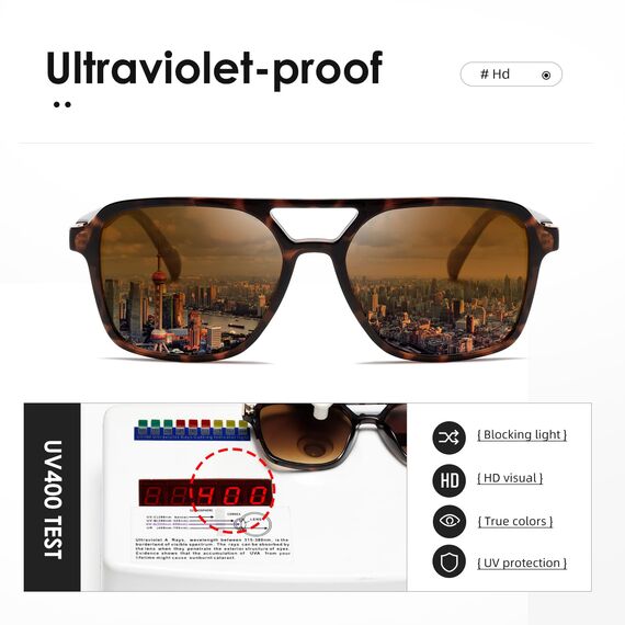 kimorn Retro Sonnenbrille für Damen Herren Trendy Retro Sonnenbrille Rechteck Rahmen Schatten K1649 (Schildkröte/Braun)