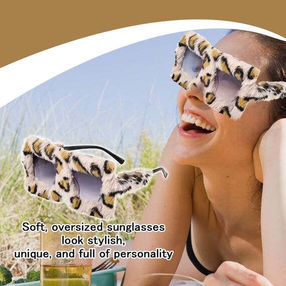 arrderly 1 Stück Übergroße Plüsch Sonnenbrille Mode Personalisierte Sonnenbrille Plüsch Rand Katzenauge Sonnenbrille Partybrille für Fasching Foto Requisiten Geburtstagsfeier