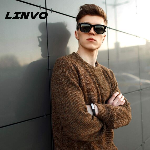 LINVO Sonnenbrille Herren Damen Polarisiert Retro Stil Rechteckig Vintage Klassisch Unisex UV400 Cat 3 CE