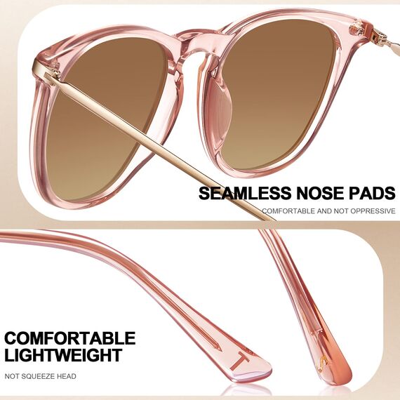 TSEBAN Vintage Polarisierte Damen Sonnenbrille Frauen Blaulichtfilter Brille, Acetat-Rahmen & UV 400 Schutz